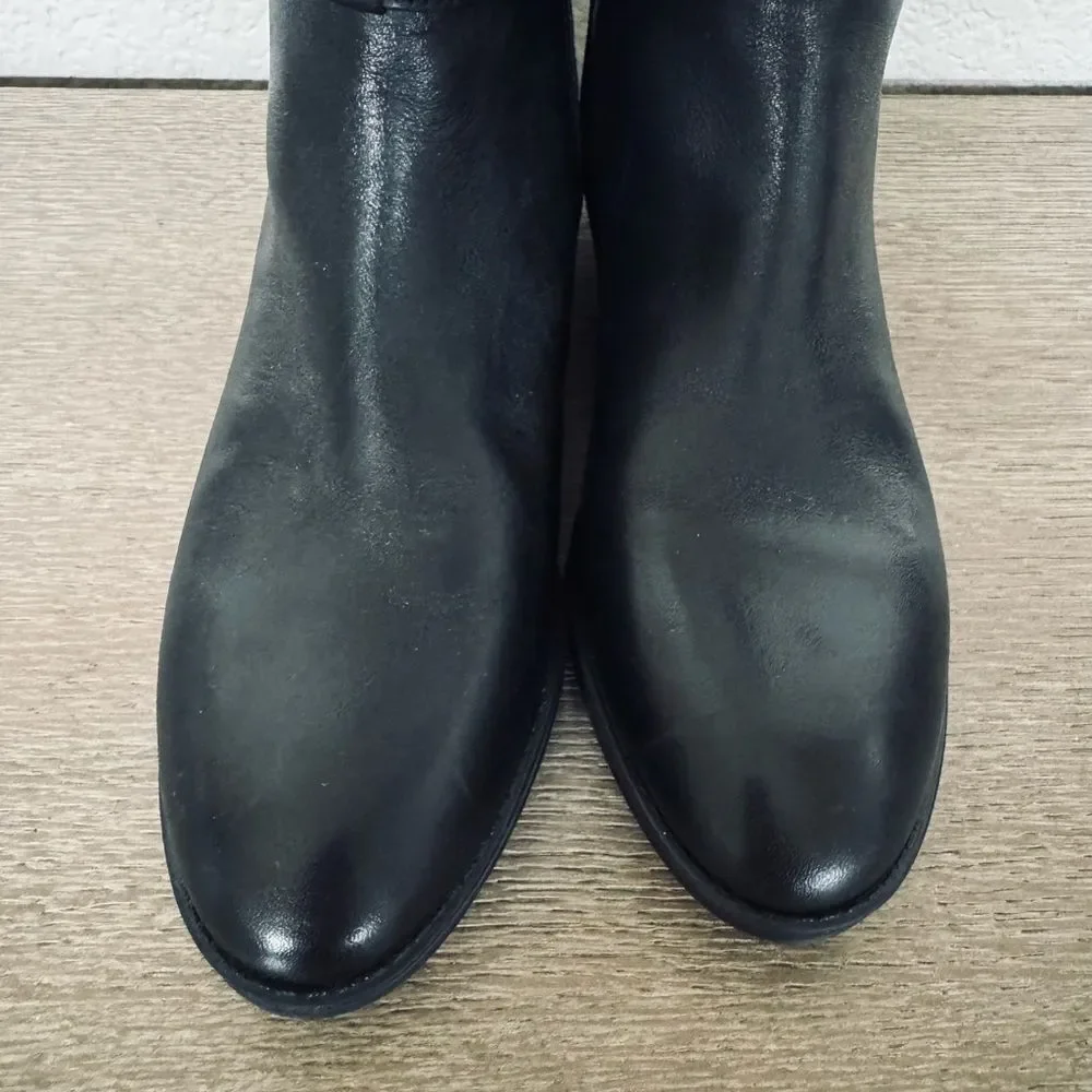 Vince Camuto Black Leather Gold Studded Riding Boots 6